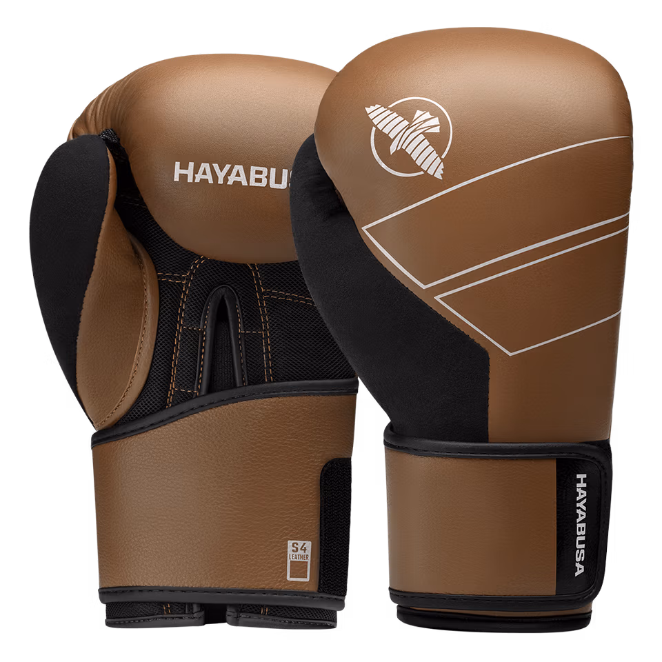 Hayabusa S4 kuldpruunid nahast poksikindad